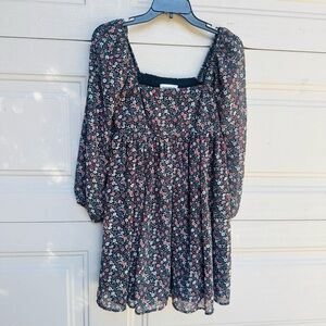 Lucky Brand Black and Pink Floral Blouse